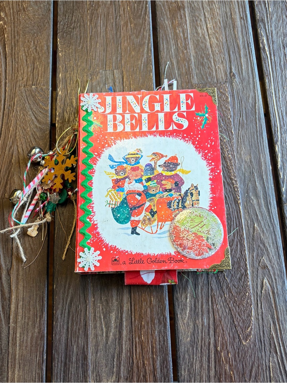Christmas Junk Journal Little Golden Book Jingle Bells Decorated 2 Signatures